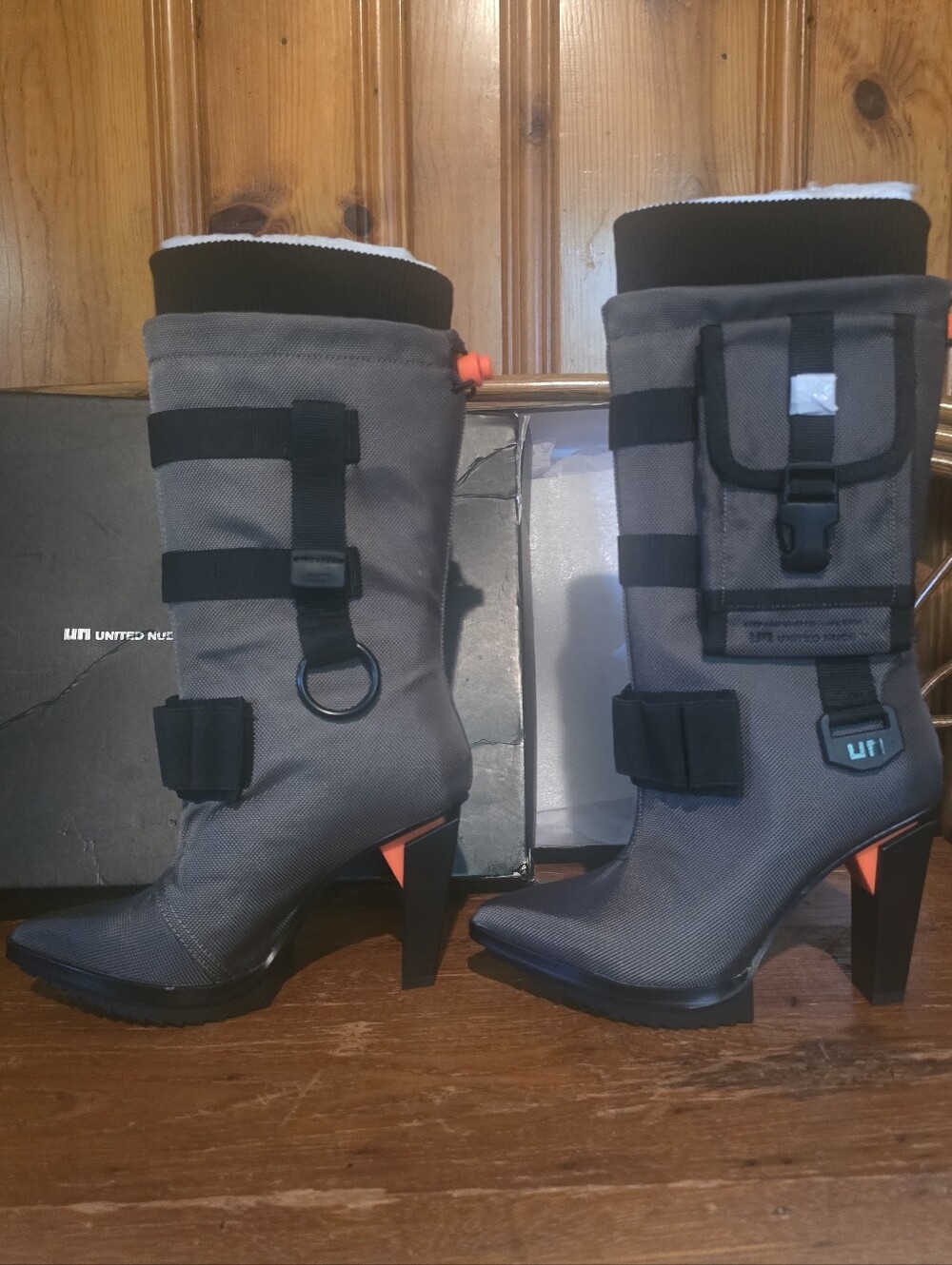 United Nude Army Green and Orange Heeled Boots